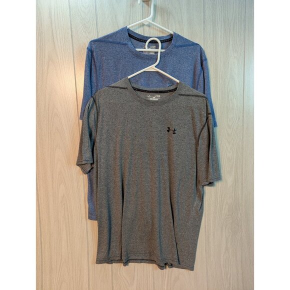 2 Loose Under Armour Threadborne HeatGear Men's XL Blue Loose Fit Short Sleeve - Picture 1 of 8